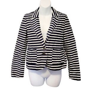 2/$20 Gap Kids Navy Blue & White Stripes Blazer Jacket Size: XXL youth